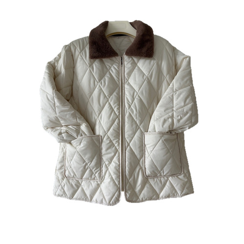 Cozy Maternity Short-Winter Wool Collar Parka for Middle-Aged Women, Stylish and Warm Cotton Jacket