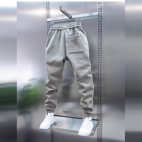 Shangbaochao Men's Spring Solid Color Casual Pants Joggers Drawstring Pants Elastic All-match Slim-fit Pants Black