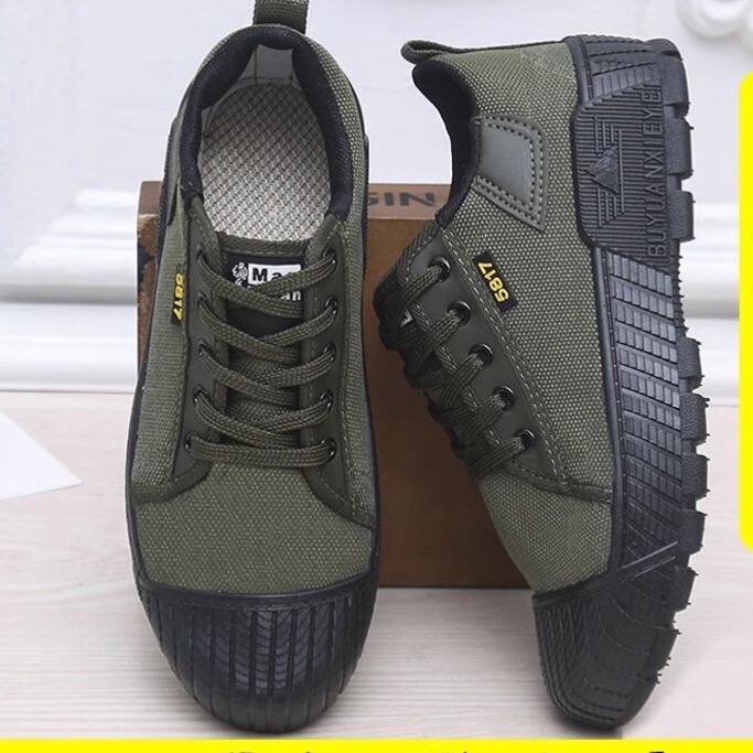Jiefang Shoes, Non-Slip and Wear-Resistant, Men's Military Training Shoes, Anti-Odor and Breathable Canvas Labor Protection Shoes for Field Work