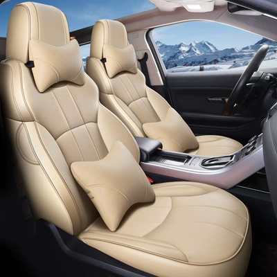 cowhide car seat cushion four, Modelə uyğun (Original) oturacaq örtükləri - beige-plain-leather-standard-edition