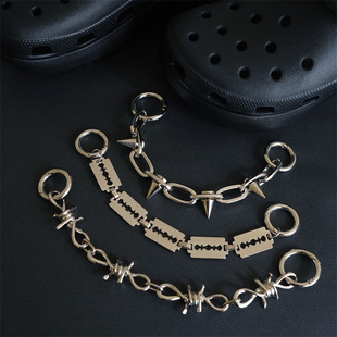 Sports shoes accessories punk women's dark style hole shoes shoe buckle nail Thorn blade European and American hip hop metal shoe chain