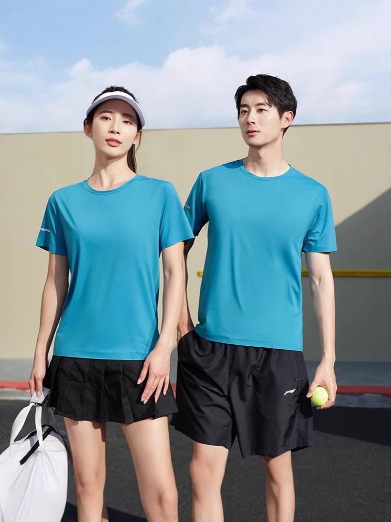 Camiseta de nylon sin marcas de alta gama de secado rápido de cuello redondo ropa de trabajo fresca impresa personalizada ropa de manga corta para hombres de verano