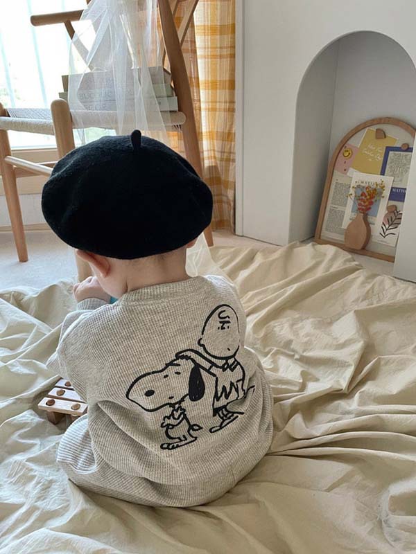 Vêtements pour enfants coréens bébé trésor automne nouveau graffiti dessin animé tête humaine pull pantalon ensemble deux pièces_voghion.com