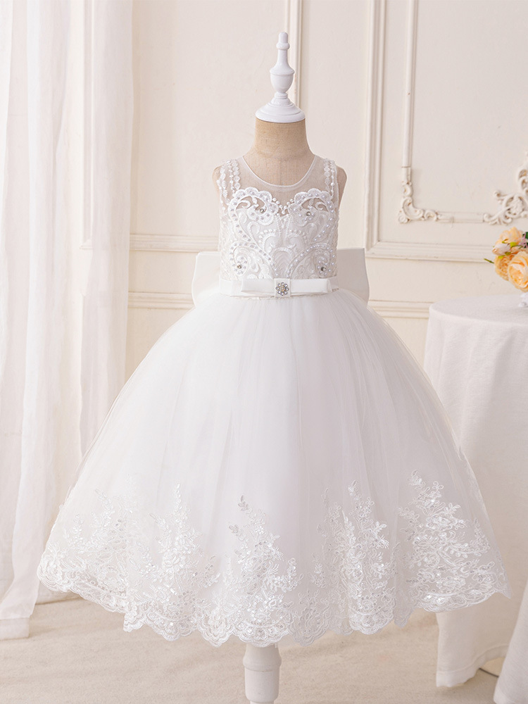 Vestido infantil transfronterizo vestido de noche vestido de boda vestido de cumpleaños de encaje vestido de princesa de niña