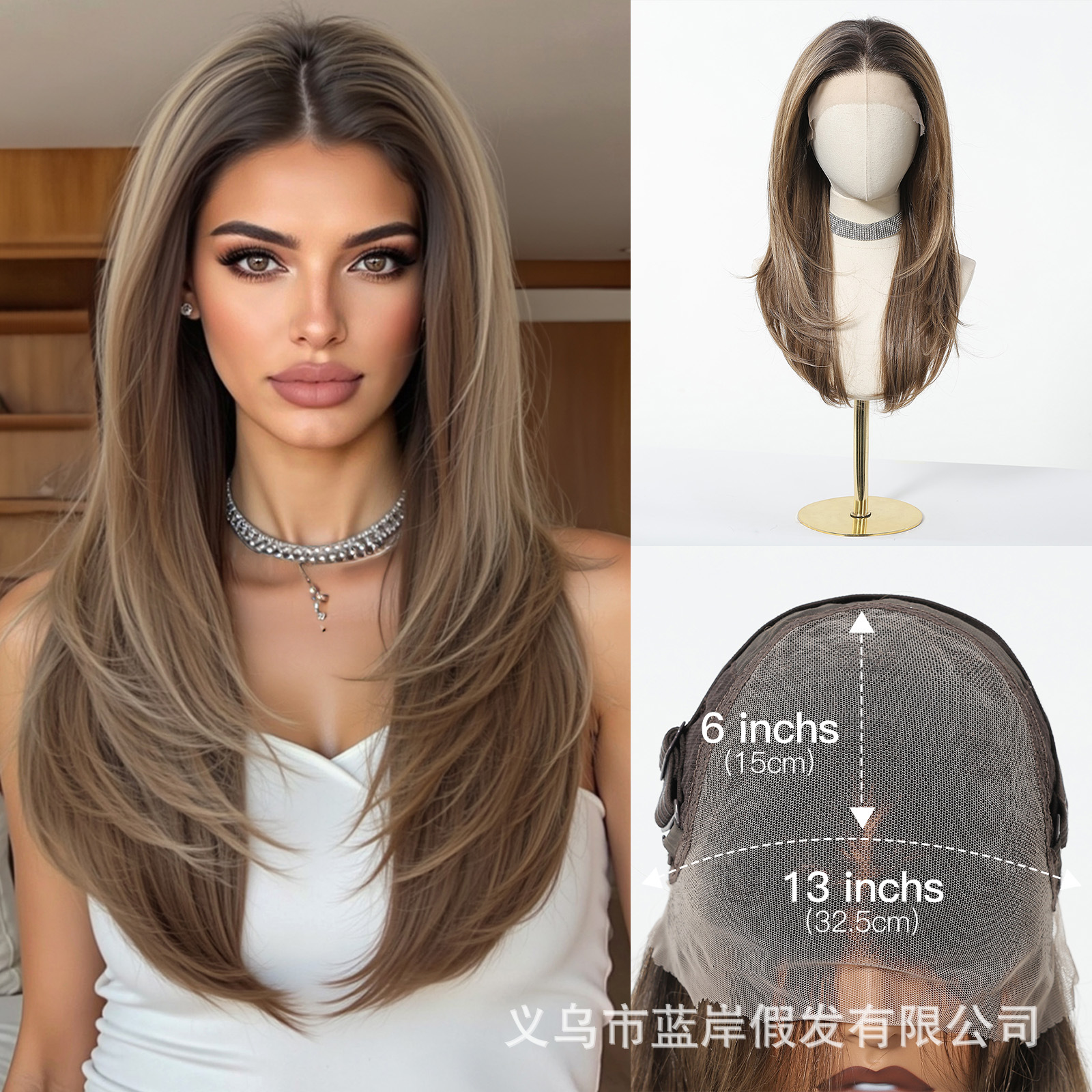 Europa y los Estados Unidos red ventas calientes de gran área de encaje pelucas de cabello de mujer cubierta de cabeza mate de alta temperatura fábrica de fibra química de seda en stock