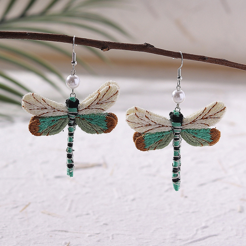 1 Pair Bohemian Dragonfly Handmade Alloy Cloth Ear Hook display picture 6