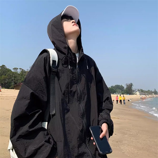Outdoor sun protection coat men's thin 2024 new spring and summer trendy loose plus size men's jacket