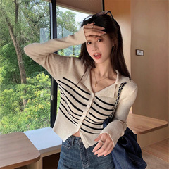 复古长袖小众针织开衫外套女2025秋季新款修身显瘦短款打底衫上衣