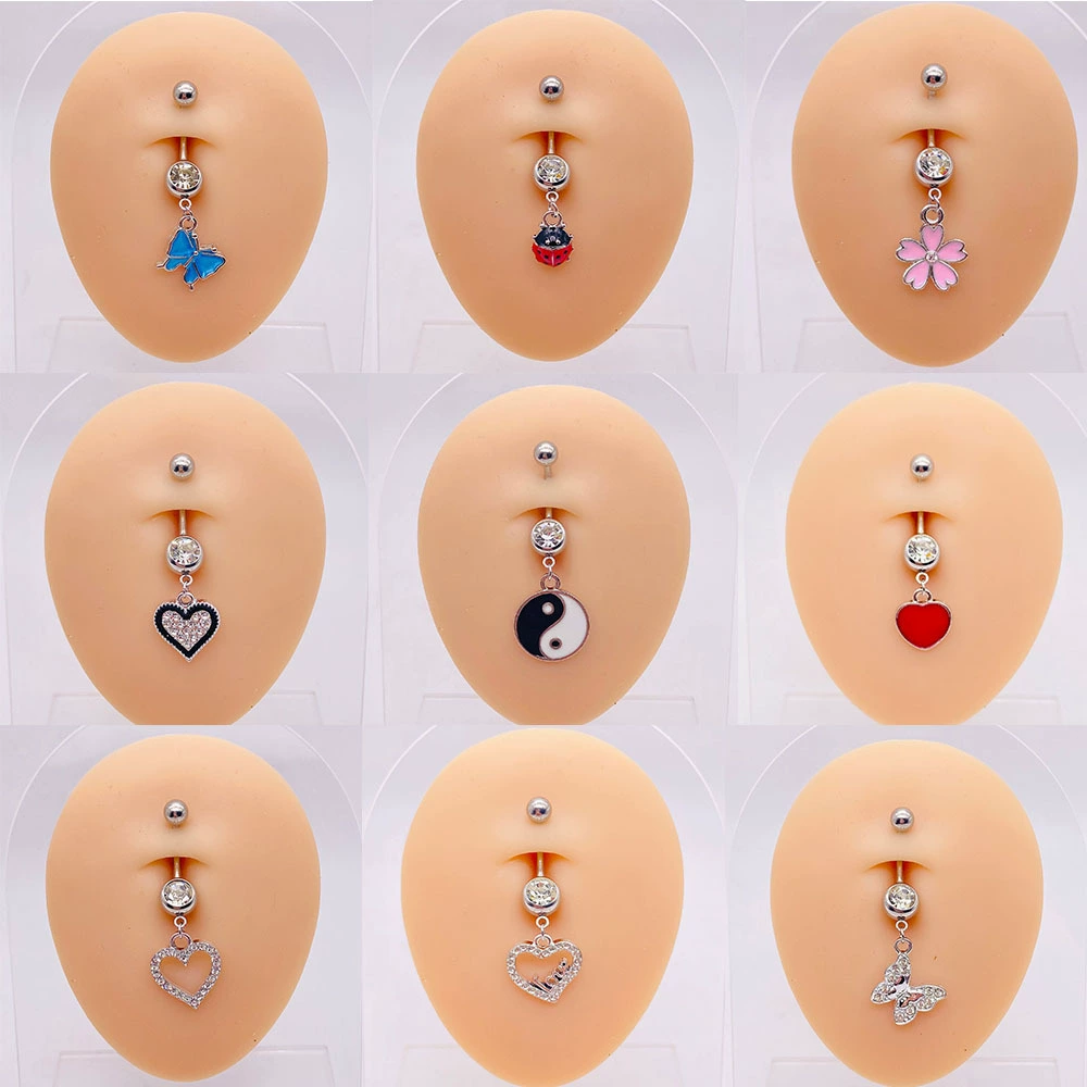 (Cross-border trading), belly button piercing stainless steel, pendant, accessory, flowered, European style