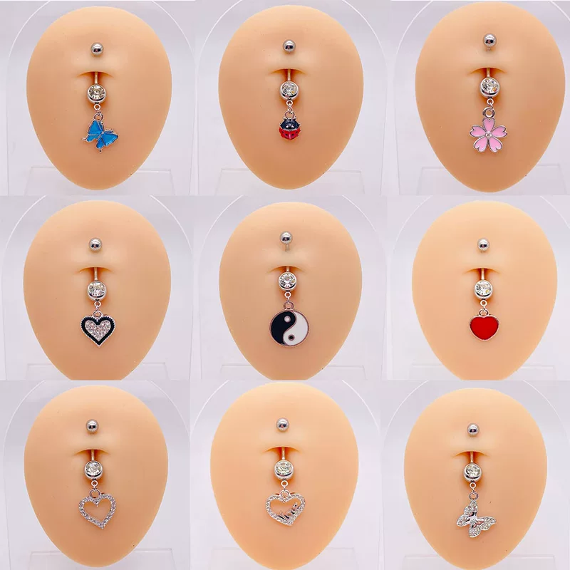 (Cross-border trading), belly button piercing stainless steel, pendant, accessory, flowered, European style