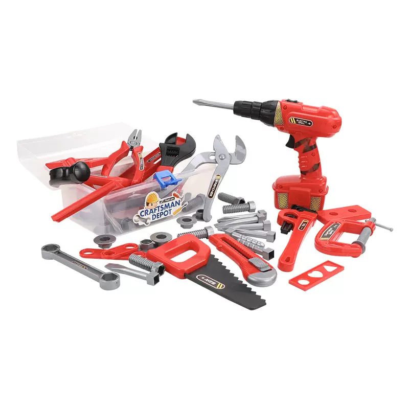 跨境儿童修理工具箱拧螺丝刀工具电动电钻过家家组合玩具仿真电钻