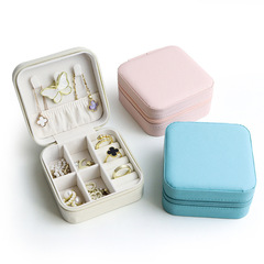 Portable travel jewelry box organizer ring box necklace earring stud earring small exquisite zipper bag accessory box