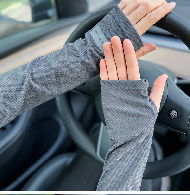 UPF50 + hielo protector solar seda de hielo protector solar mangas para hombres y mujeres transpirables conducir al aire libre