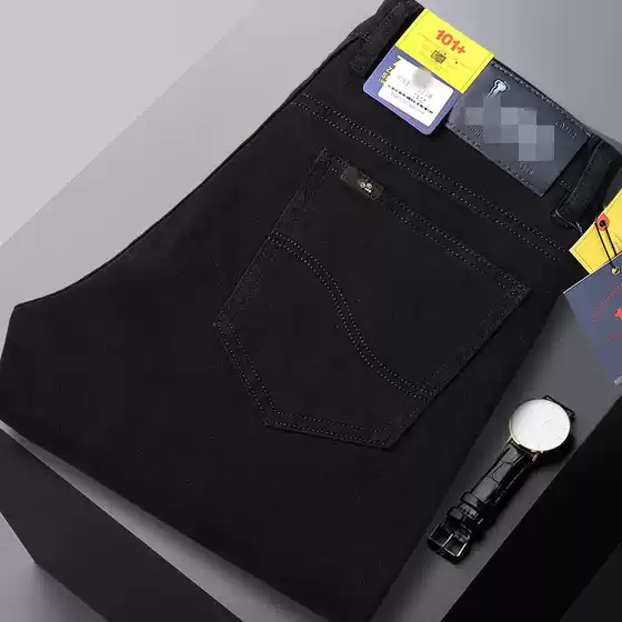 2025 Autumn/Winter Thick Style Foreign Trade Brand Cross-Border E-Commerce Exclusive Men's Black Loose Straight-Leg Business Jeans