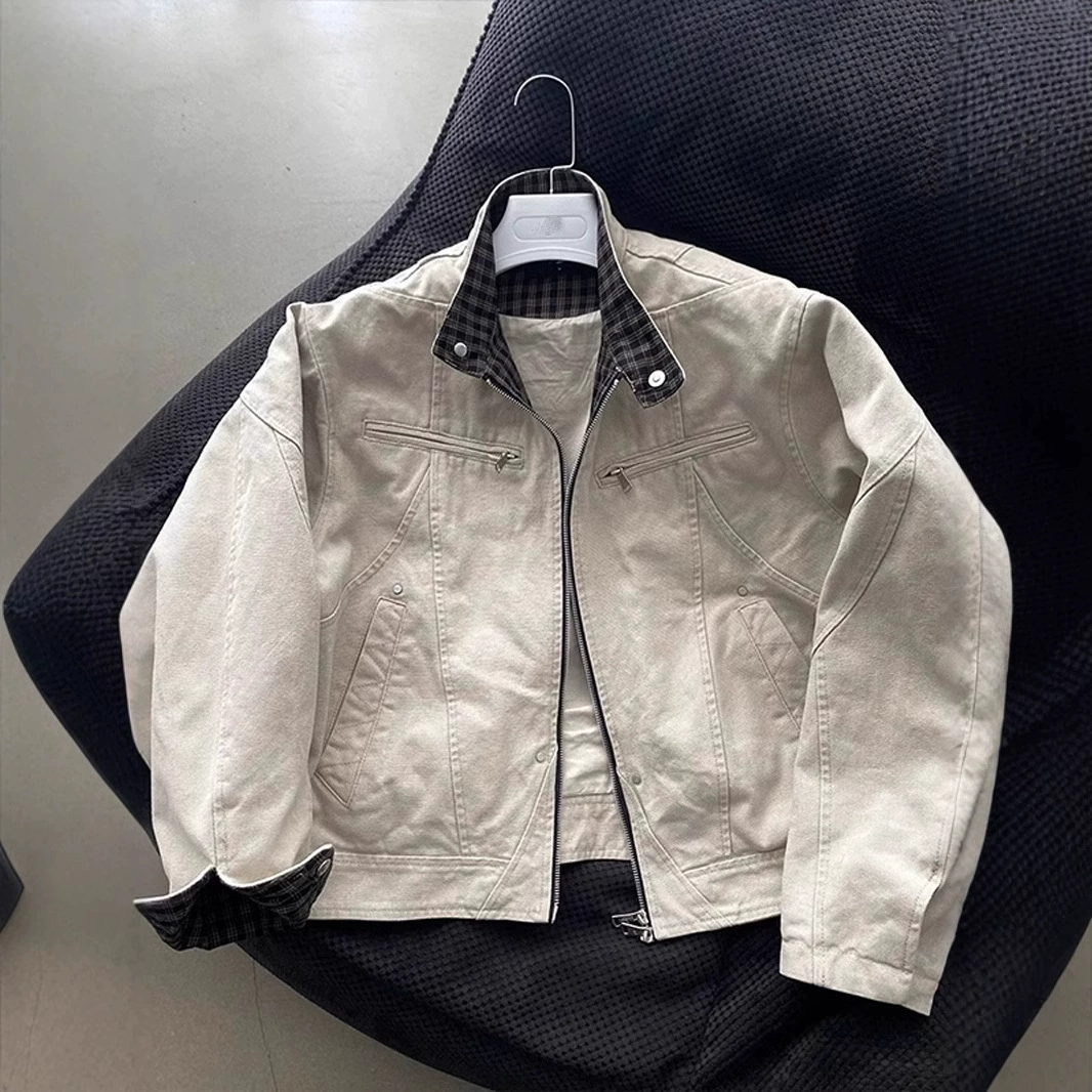 Американская ретро харрингтонская куртка второго поколения мужские весенне-осенний cleanfit тяжелый моющий холст шапка со стоячим воротником