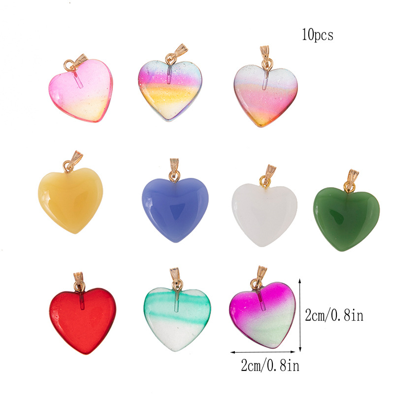 DIY Jewelry Accessories Classification 10 PCS/Package Quantity 10 PCS/Package 20*20mm Glass Heart Shape Pendant