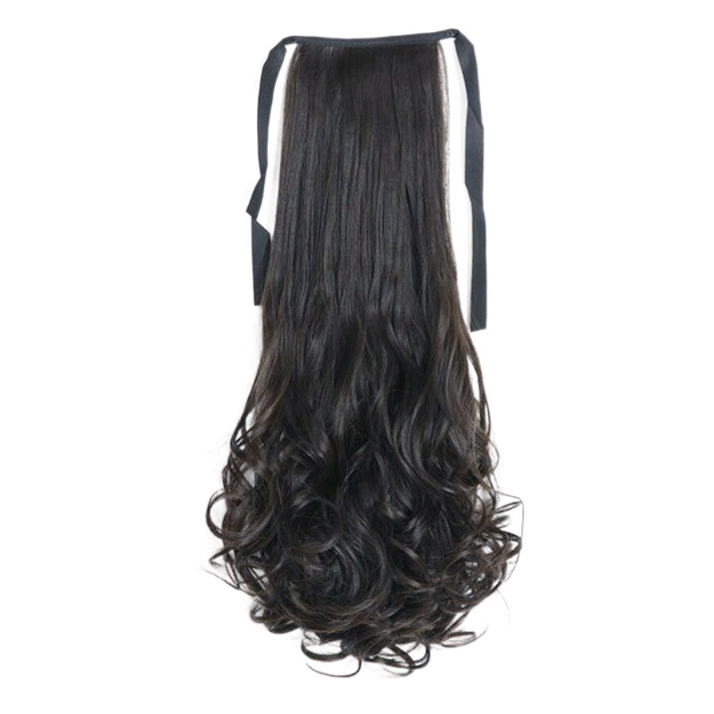 Venta al por mayor de fábrica peluca Cola de Caballo hembra larga correa de pelo rizado pera flor gran ola realista media longitud corta Cola de Caballo trenza