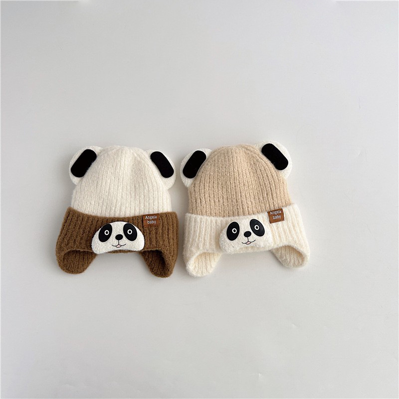 Sombreros para bebés invierno para niños gorras de protector de orejas super lindas gorras de punto panda gorras de abrigo