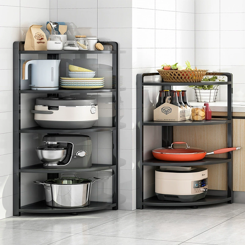 The kitchen corner setting corner corner setting the triangle rack kitchen utensils storage rack putting the pot shelf landing multi -layer pot storage shelf