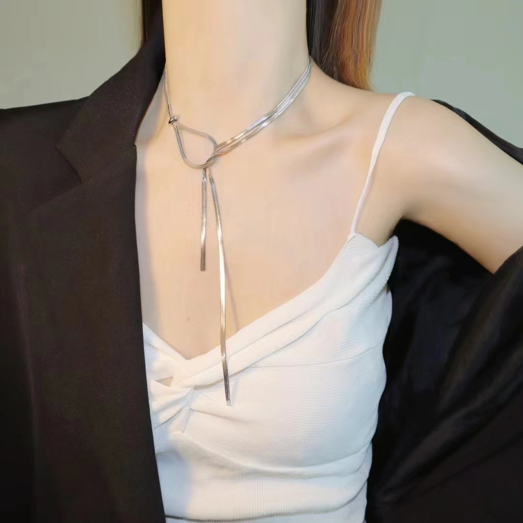 Titanium Steel Chain Material Wholesale Jewelry Simple Style Classic Style Solid Color Titanium Steel Plating Pendant Necklace