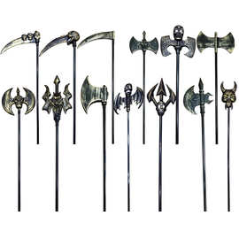 万圣节道具古铜长杆仿古大兵器鬼头镰刀大斧可分开化妆服饰配件