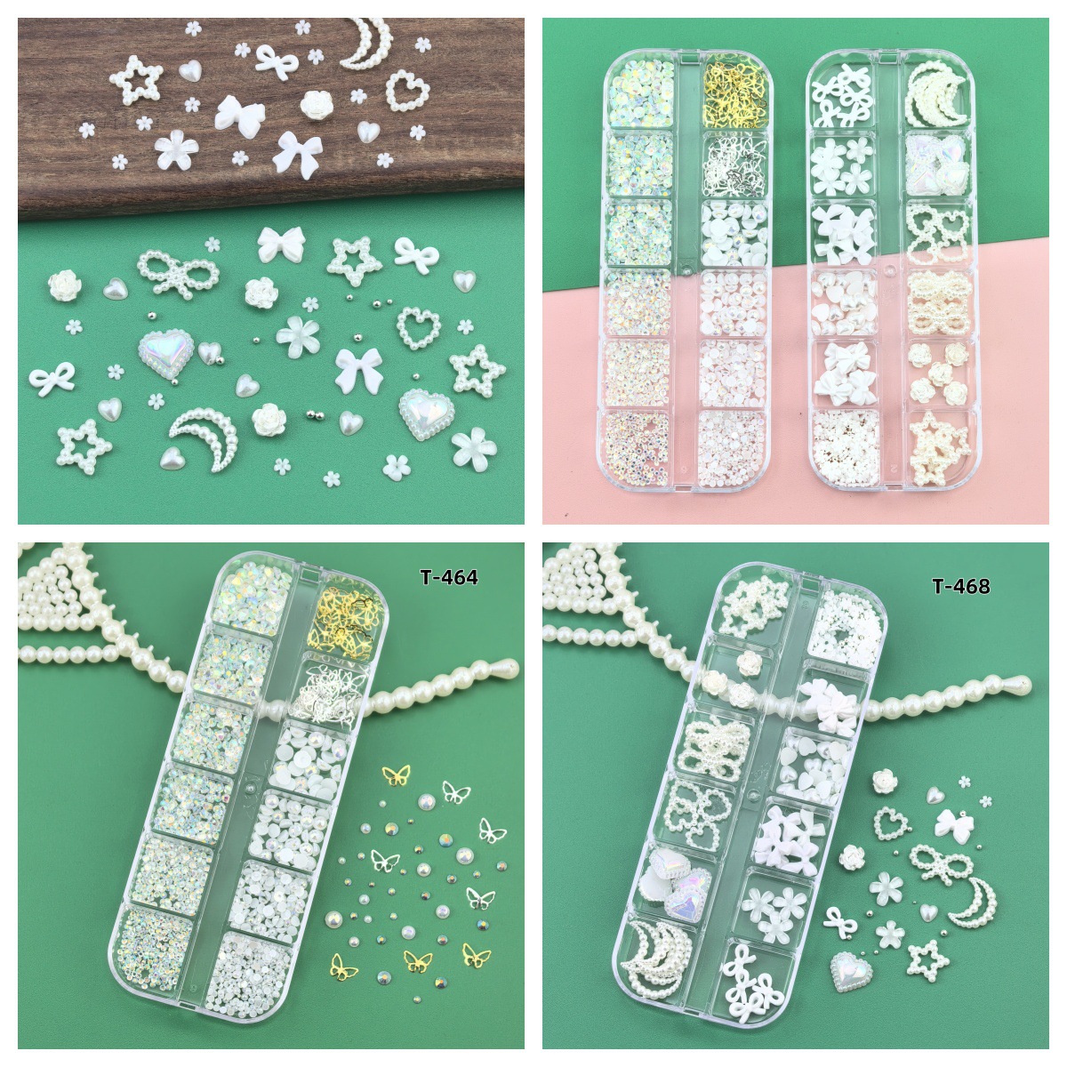 Xiaohongshu Hot-Selling Bow Flower Face Stickers Diamond Eye Makeup Stickers Nail Art Jewelry Diamond Jewelry DIY Pearl Butterfly Decoration