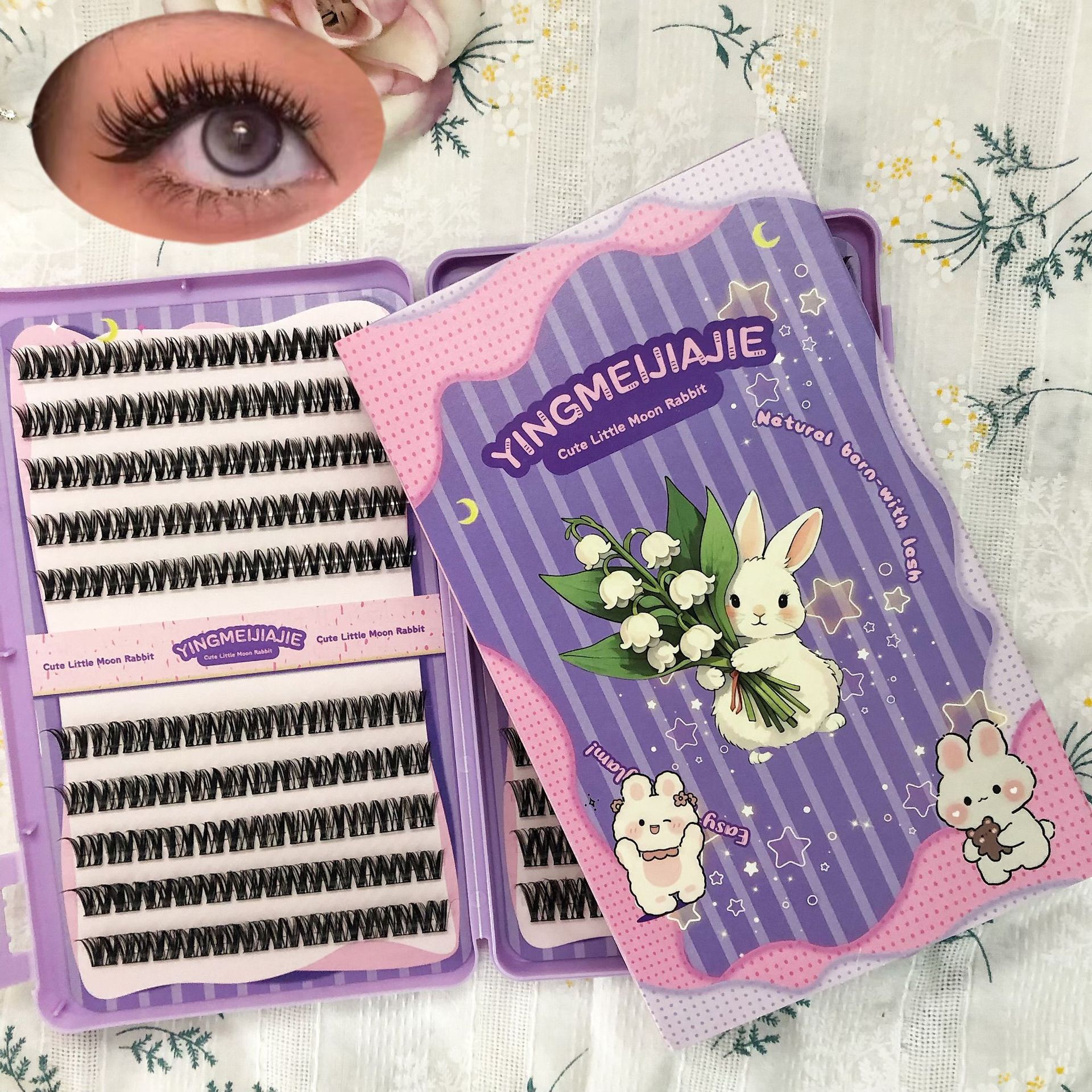 Las pestañas falsas transfronterizas, pestañas de gran volumen, pestañas negras finas, pestañas segmentadas ligeras, pestañas falsas sin pegamento, pestañas falsas Amazon.