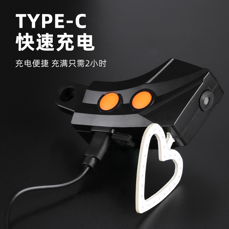 Luz trasera láser de amor de bicicletas, luz trasera de advertencia de seguridad, luz trasera creativa brillante para vehículos de carretera