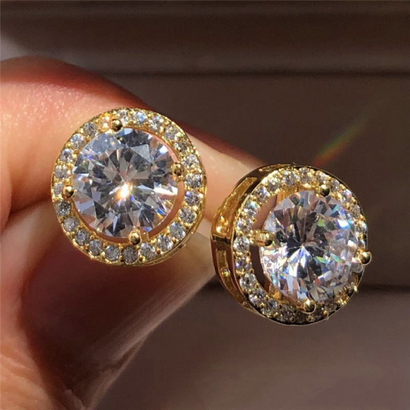 Gioielli di vendita calda: orecchini rotondi tridimensionali grandi e cavi con zirconi pieni di diamanti, orecchini di lusso per uomo_voghion.com