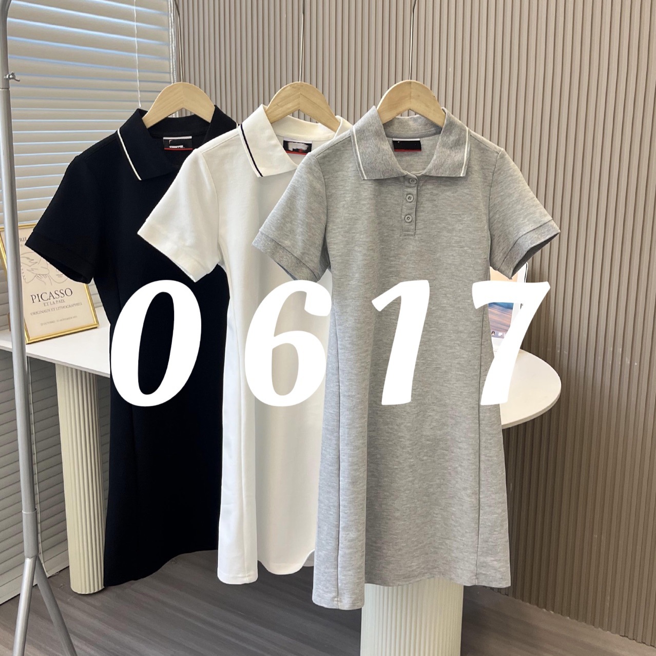 0617斐家 25夏新款女士连衣裙POLO领连衣裙短袖上衣官款显瘦