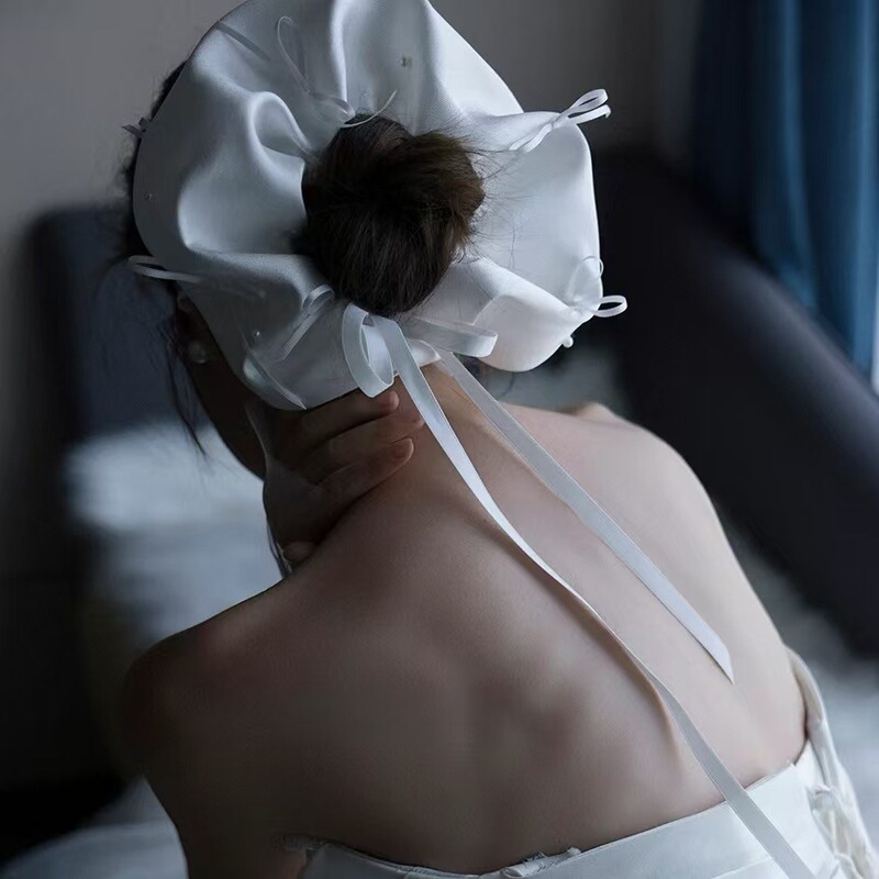 High-End Stereo Adjustable Large Hair Tie New Style Romantic Lace Ribbon Hair Tie Bridal Hair Accessories