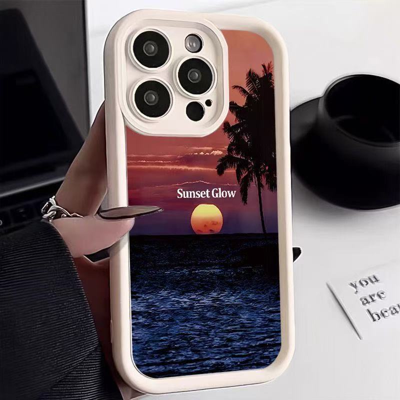 Sunset Coconut para iPhone 16pro funda para teléfono móvil Apple 15 anti-caída 14 Europa y América 13promax nuevo 12x