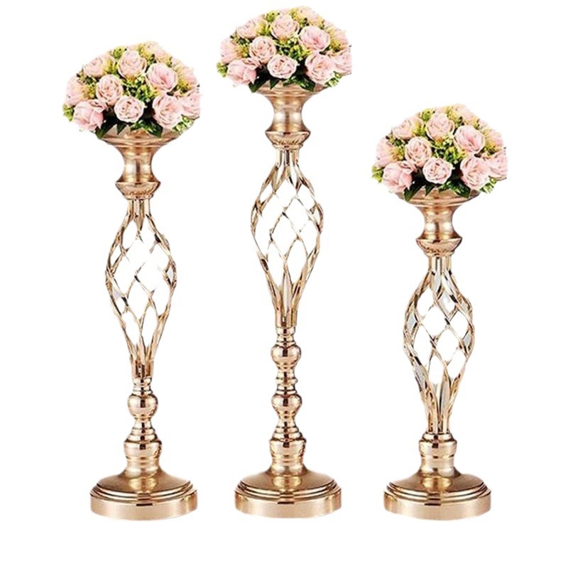 Accesorios de boda europeos candelables de torsión decoración suministros de fiesta mayorista T-step Road guía de flores rack mesa principal hierro forjado