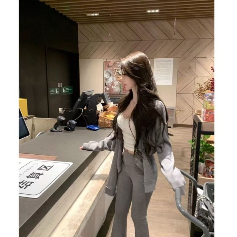高级感不规则灰色针织开衫女2025春秋季新款慵懒宽松外搭披肩外套|undefined
