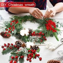 欧美风圣诞红果环松针松果圣诞花环圣诞居家装饰场景布置现货供应