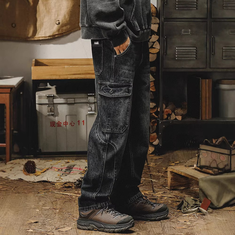 Jereino American-Style Heavy Retro Work Pants for Men, Autumn Loose Plus-Size Jeans, Men's Straight Wide-Leg Pants Jereino American-Style Heavy Retro Work Pants for Men, Autumn Loose Plus-Size Jeans, Men's Straight Wide-Leg Pants