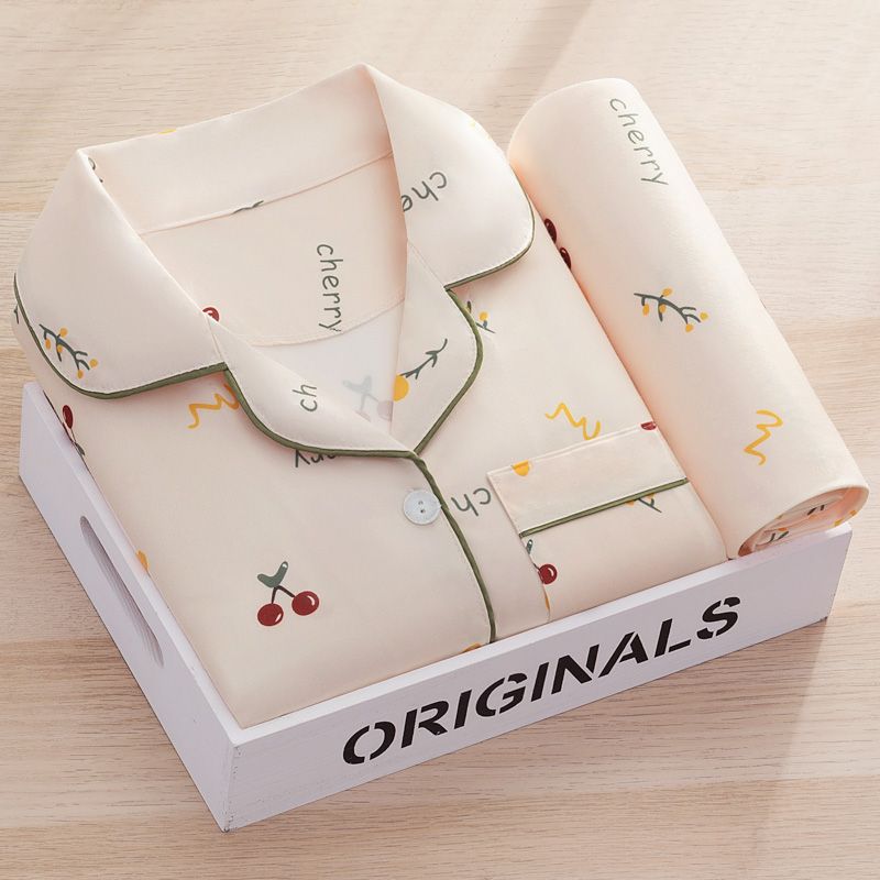 100% puro algodón pijamas de alta gama Primavera y otoño de las mujeres de manga larga de dos piezas de moda dulce Otoño e Invierno mamá ropa para el hogar