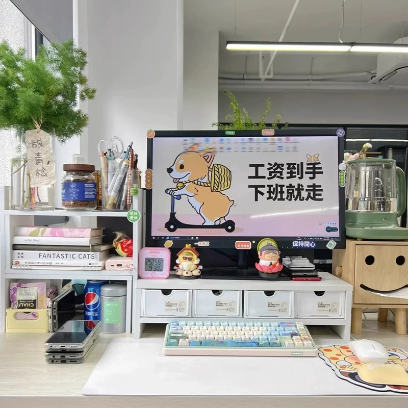 Белая компьютерная подставка для прижатия монитора держатель высокого основания настольный кронштейн для настольного стола