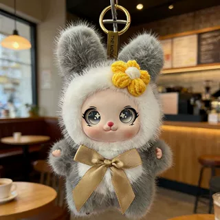 批发家族萌物猫女娃娃超萌搪胶玩偶毛绒挂饰可爱公仔猫咪挂件礼物