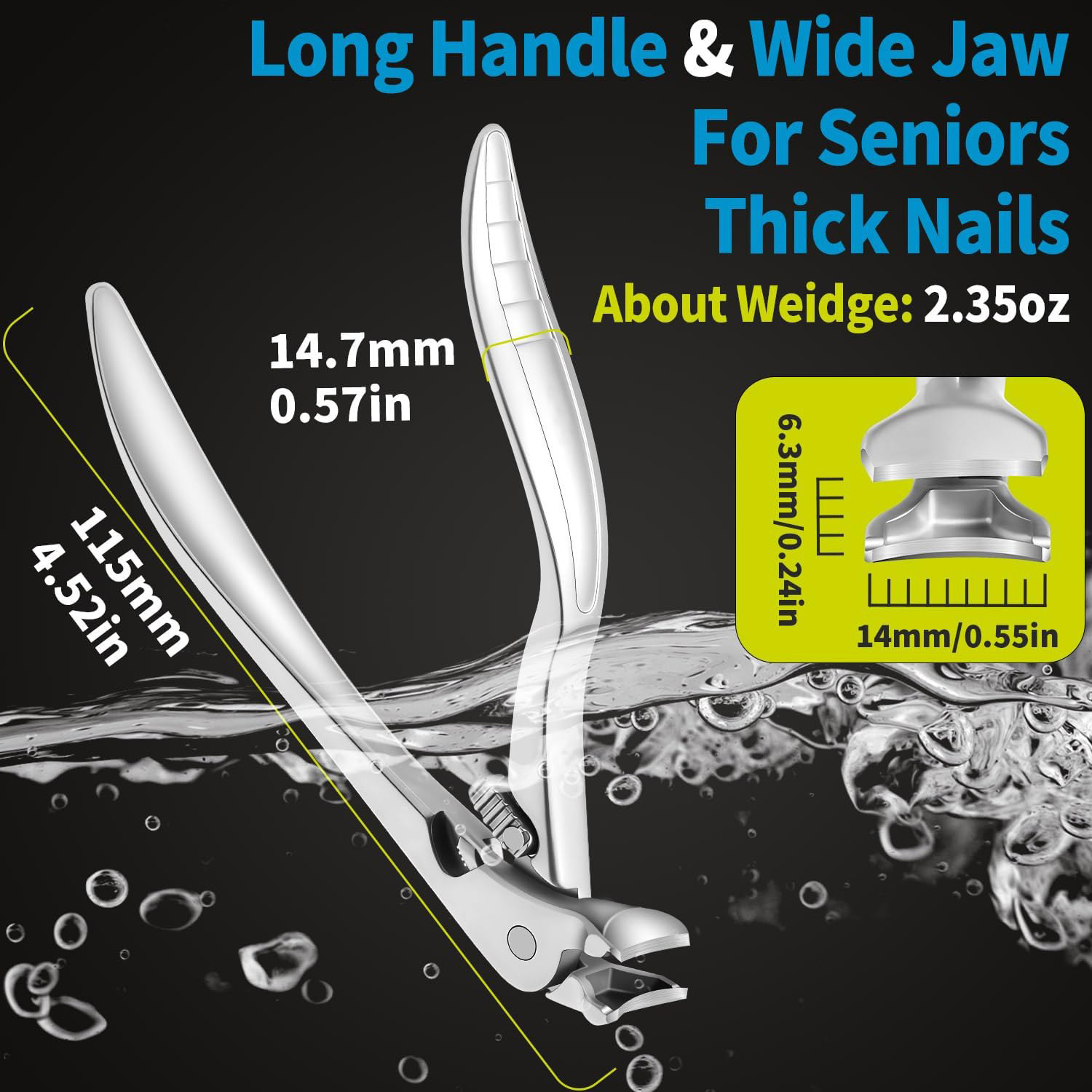 Cross-border stainless steel anti-splash nail clipper with large opening for ingrown nails, portable pedicure nail groove strong scissors and nail clippers