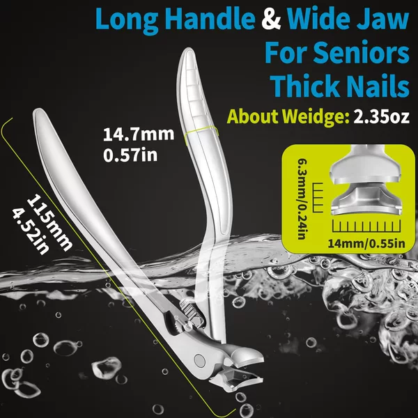 Cross-border stainless steel anti-splash nail clipper with large opening for ingrown nails, portable pedicure nail groove strong scissors and nail clippers