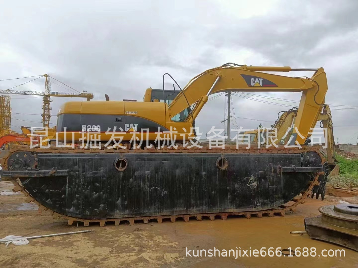 浮船挖机  水陆两用卡特320C船挖二手出口现货