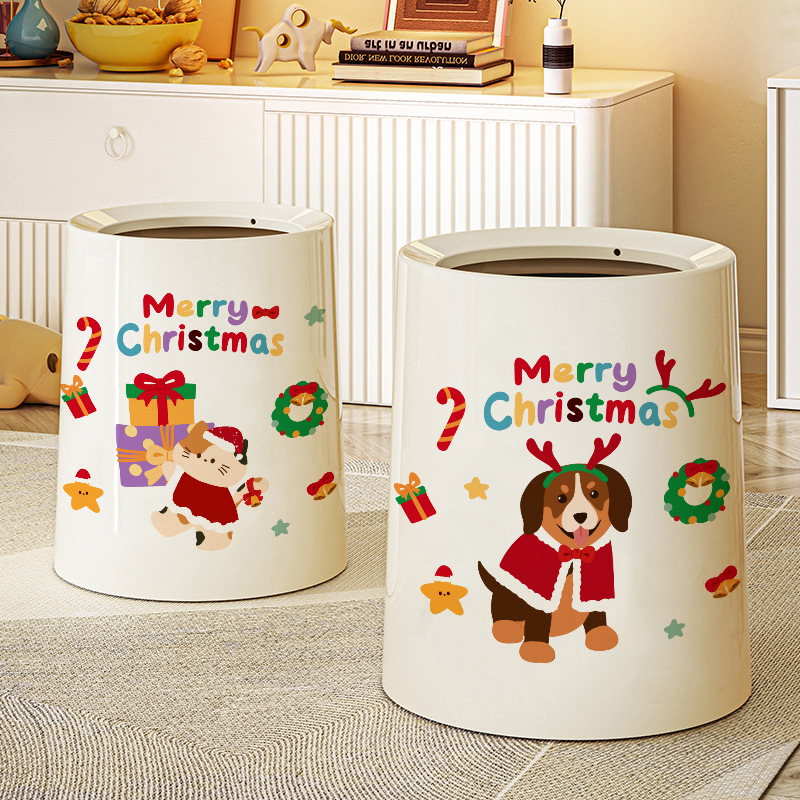 Christmas Trash Can Decorate Home Living Room 2025 New High-value Bedroom Bathroom Large Capacity Trash