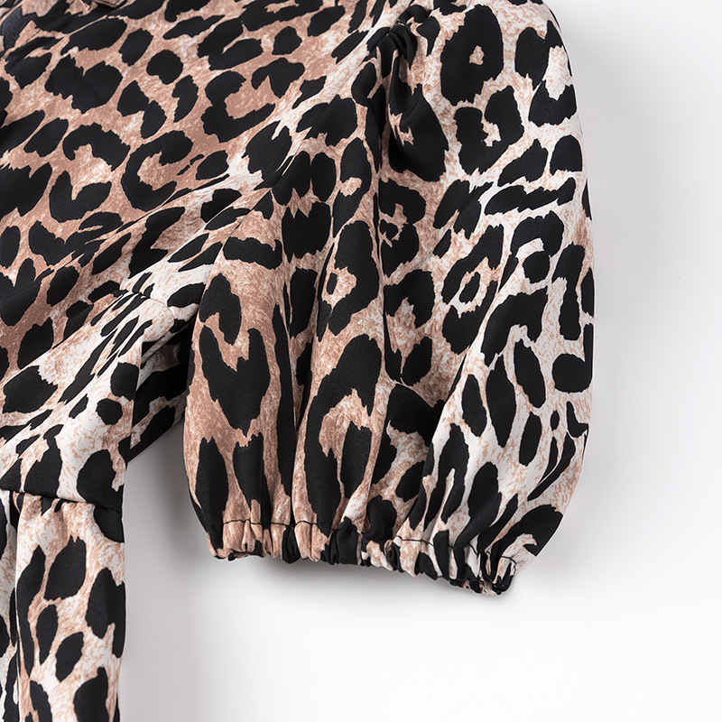 Polyester Fabric Type Regular Top Length Wholesale Women's Sexy Streetwear Leopard Short Sleeve Printing Blouses