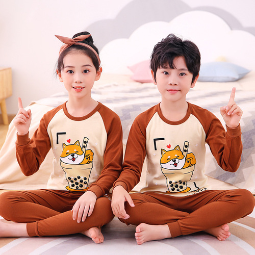 Children's autumn clothes, long johns, pure cotton, boys' underwear set, cotton mid-collar children's cotton sweaters, girls' pajamas sets