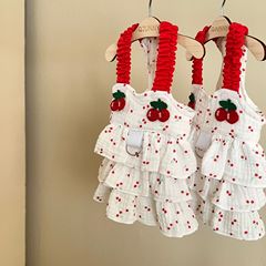 犬と猫のサスペンダースカート春と夏の薄い通気性のある綿のペット服抗脱毛日焼け止め服外出や自宅用