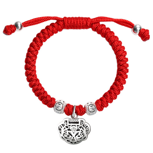 Dragon Knot Baby Red Cord 925 Pure Silver Longevity Lock 0-5 Years Hand-woven Children's Adjustable Size Batch