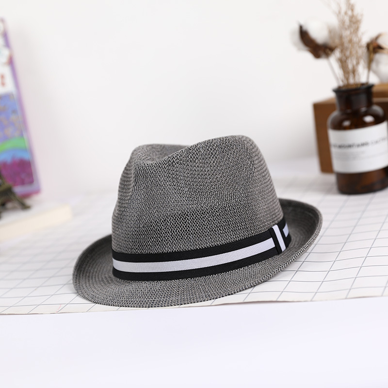 Sombrero verano paja tejido transpirable a prueba de sol estilo coreano pequeño bombín sombrero hombres y mujeres pareja sombrero retro británico a prueba de sol sombrero de jazz