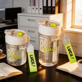 新款高颜值学生韩式杯子通用便携家用咖啡杯大容量水杯塑料杯批发