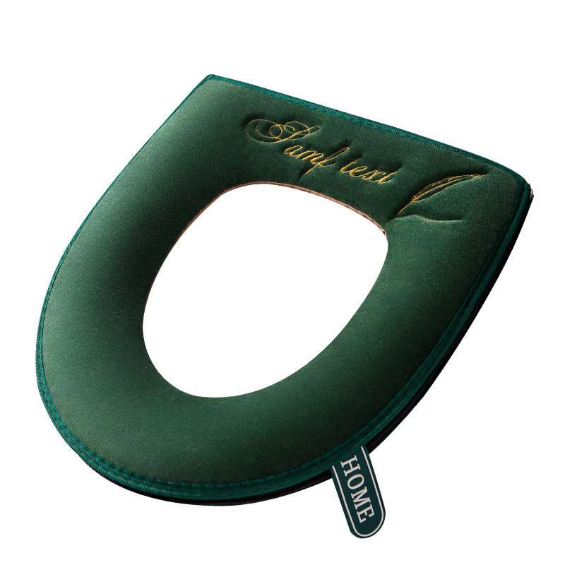 Estilo nórdico cojín del asiento del inodoro con mango pegajoso hebilla cremallera cojín cubierta del inodoro patrón bordado cubierta del inodoro